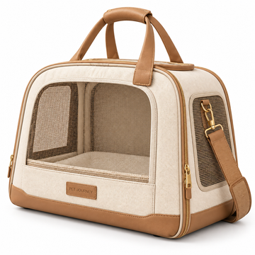 Luxe Canvas & Leather Cat Carrier (Chestnut)